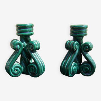 Pair of vintage ceramic candle holders