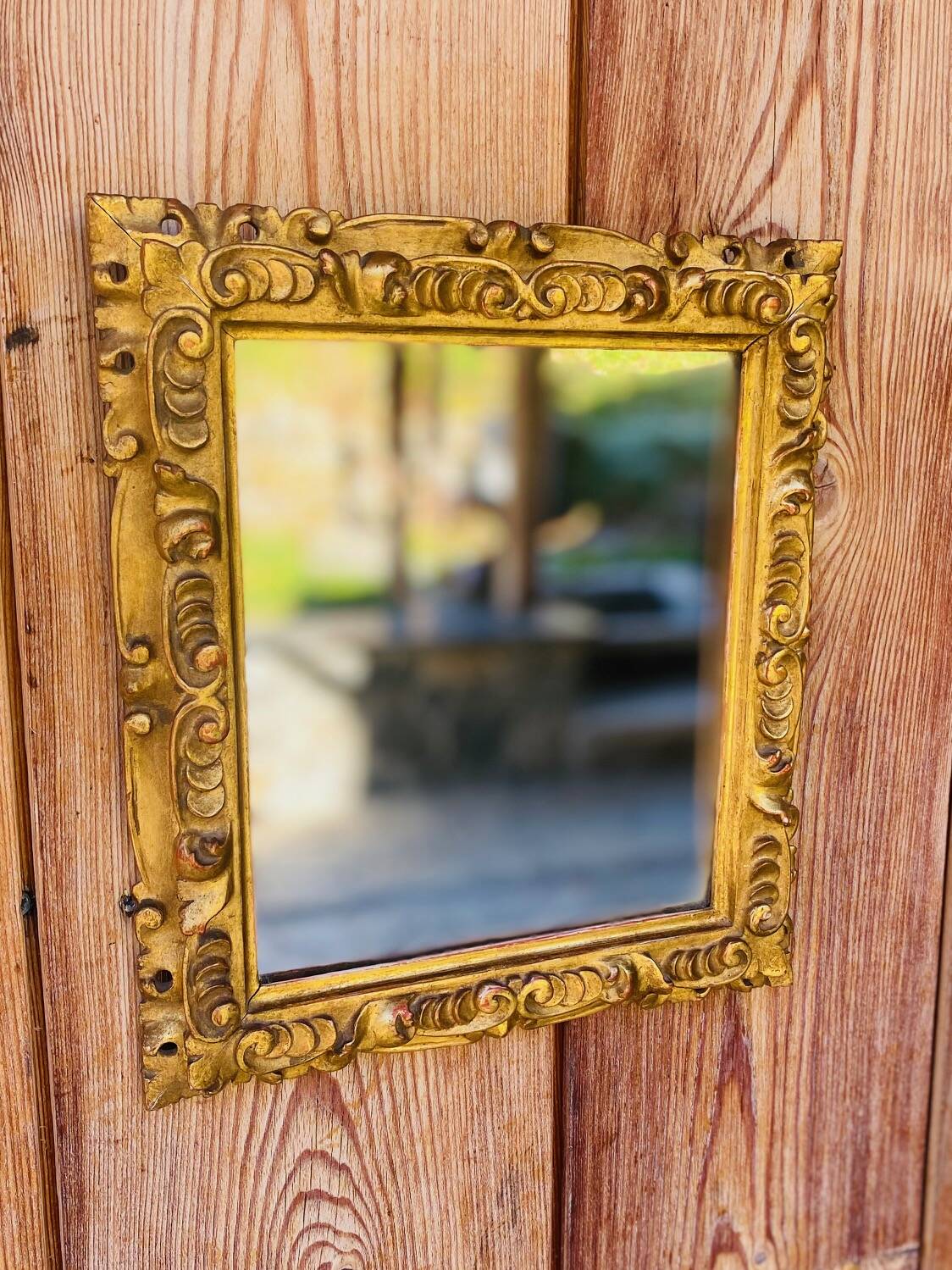 Antique gilded mirror 27x24cm