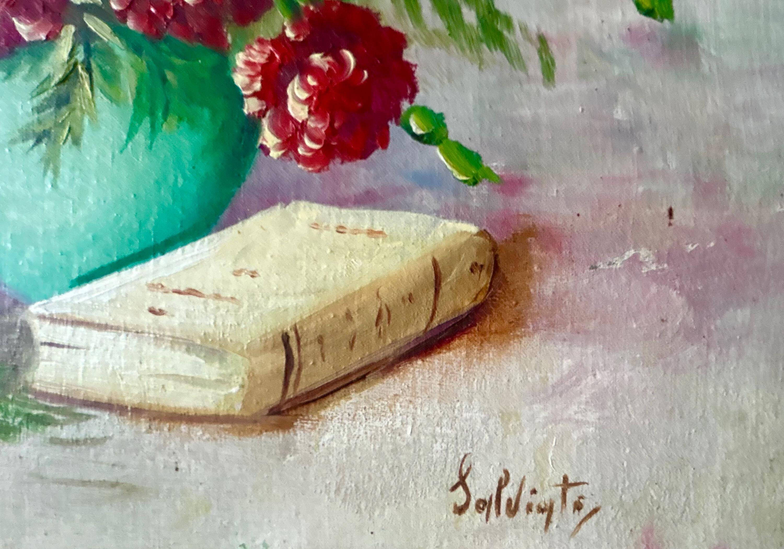 Vintage Still-Life "Peonies" Oil Painting