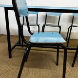 Blue formica table & chairs set