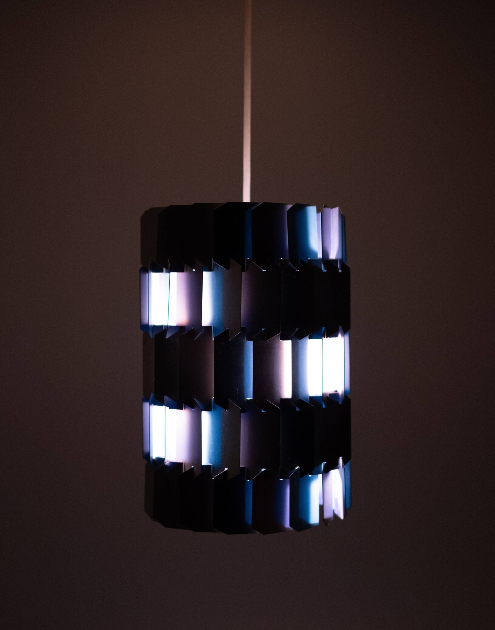 Silver & Blue Facet pendant by Louis Weisdorf for Lyfa, 1960s Denmark