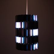Silver & Blue Facet pendant by Louis Weisdorf for Lyfa, 1960s Denmark