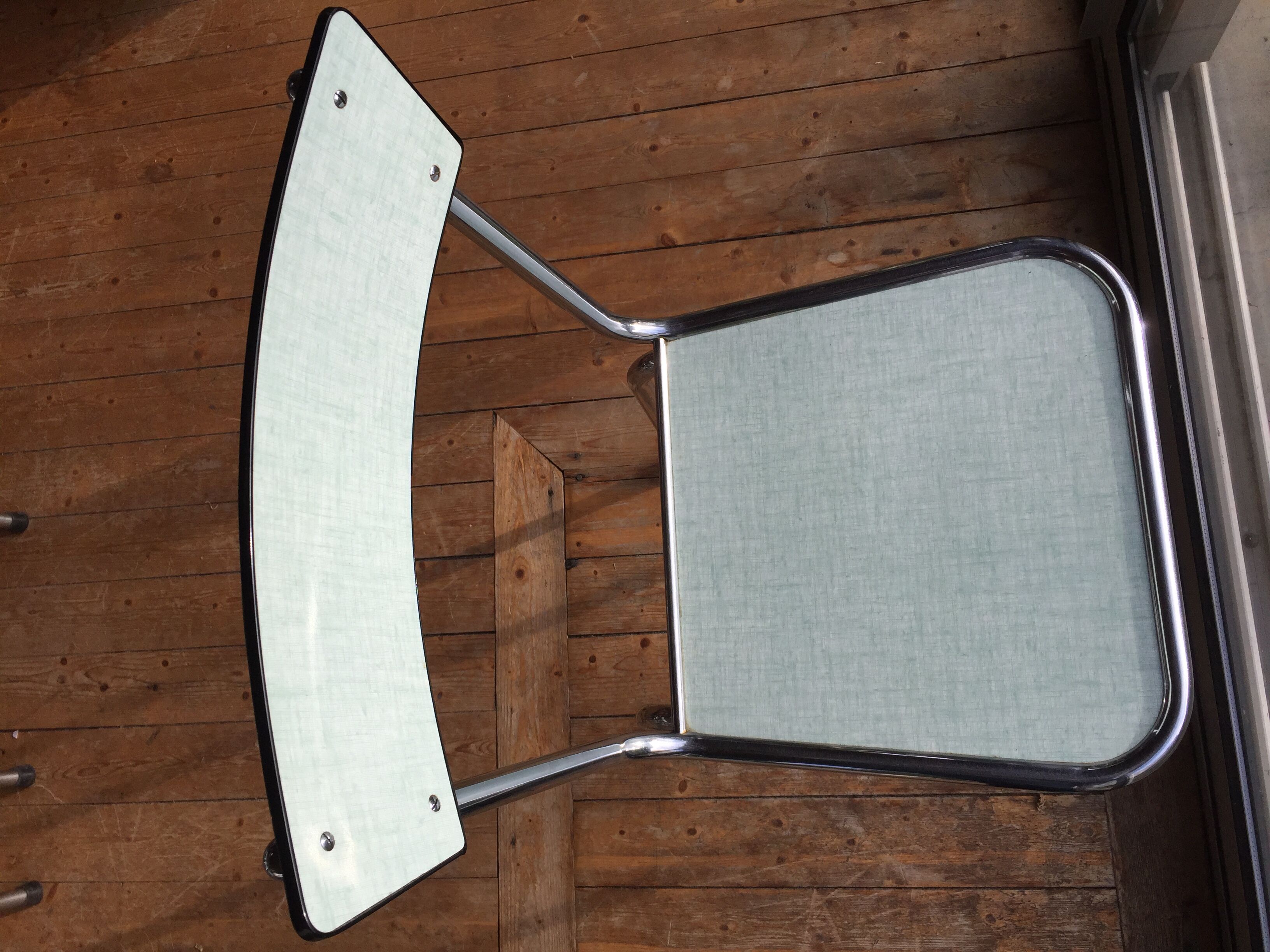 Green formica chairs