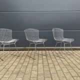 3x original Knoll Bertoia side chairs chroom