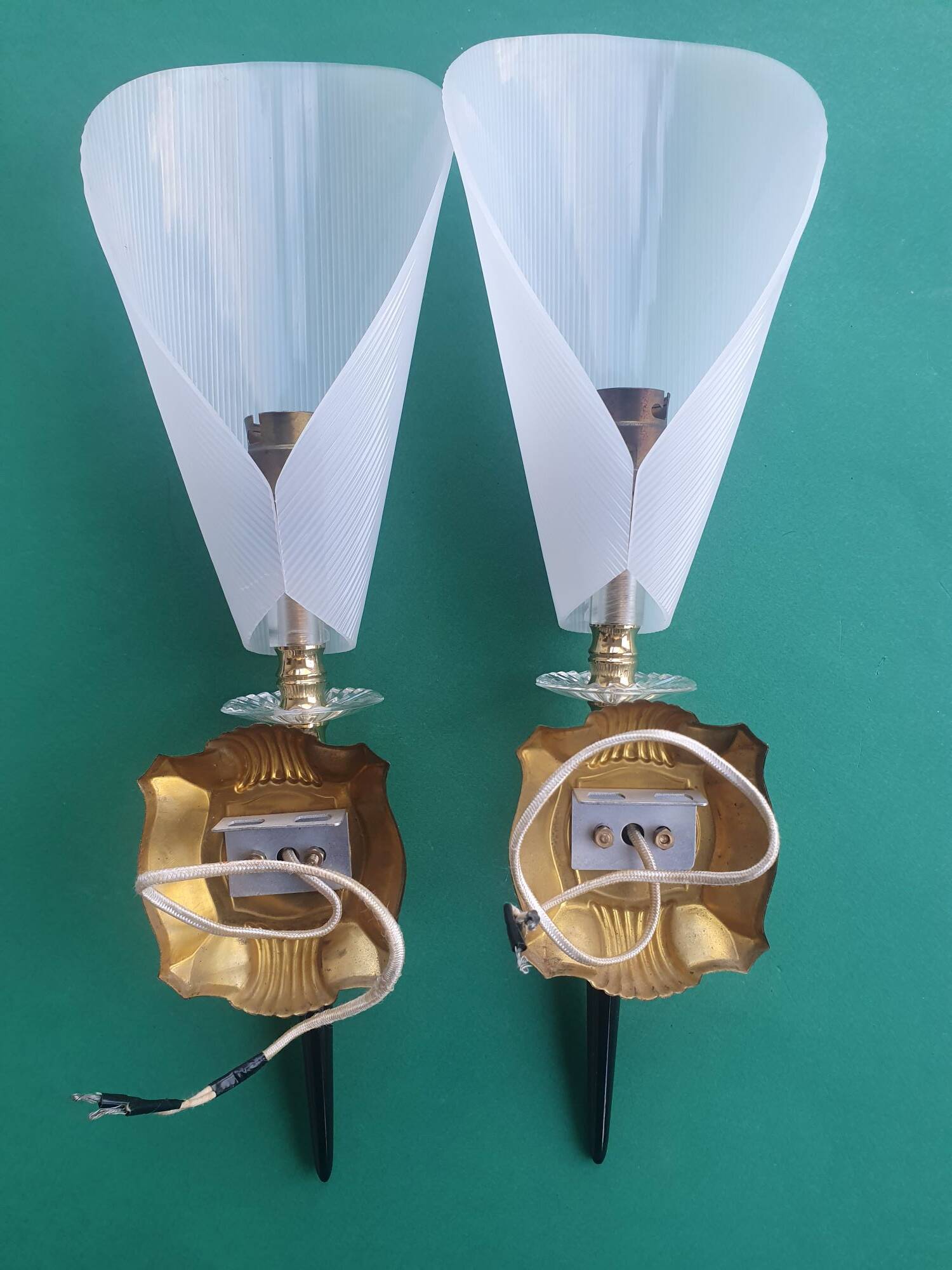 Pair of 50s rockabilly torch wall lights