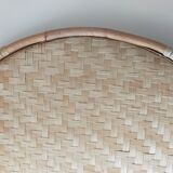 Round serving tray made of vintage bamboo and wicker