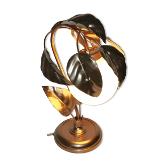 Vintage lamp or night light flowers metal and opaline L-- 70's years