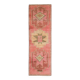 Vintage Turkish hand-knotted wool cotton pink runner rug 92x290
