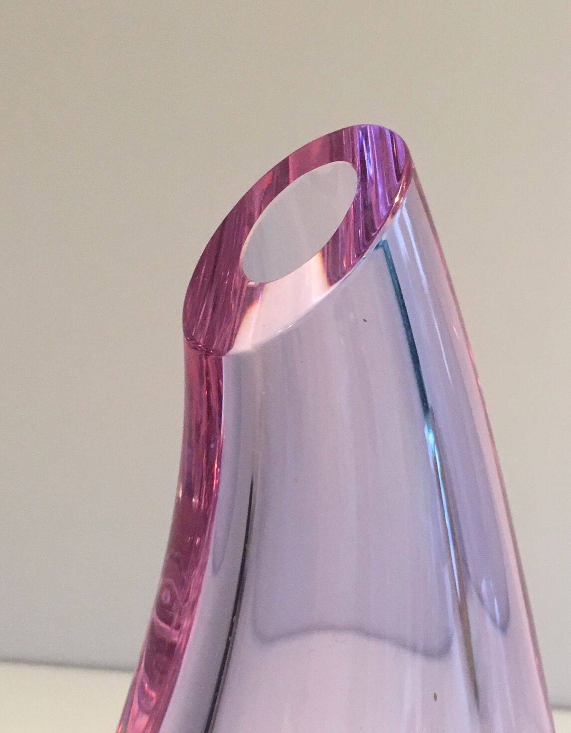 Purple glass piriform vase. Circa 1970.