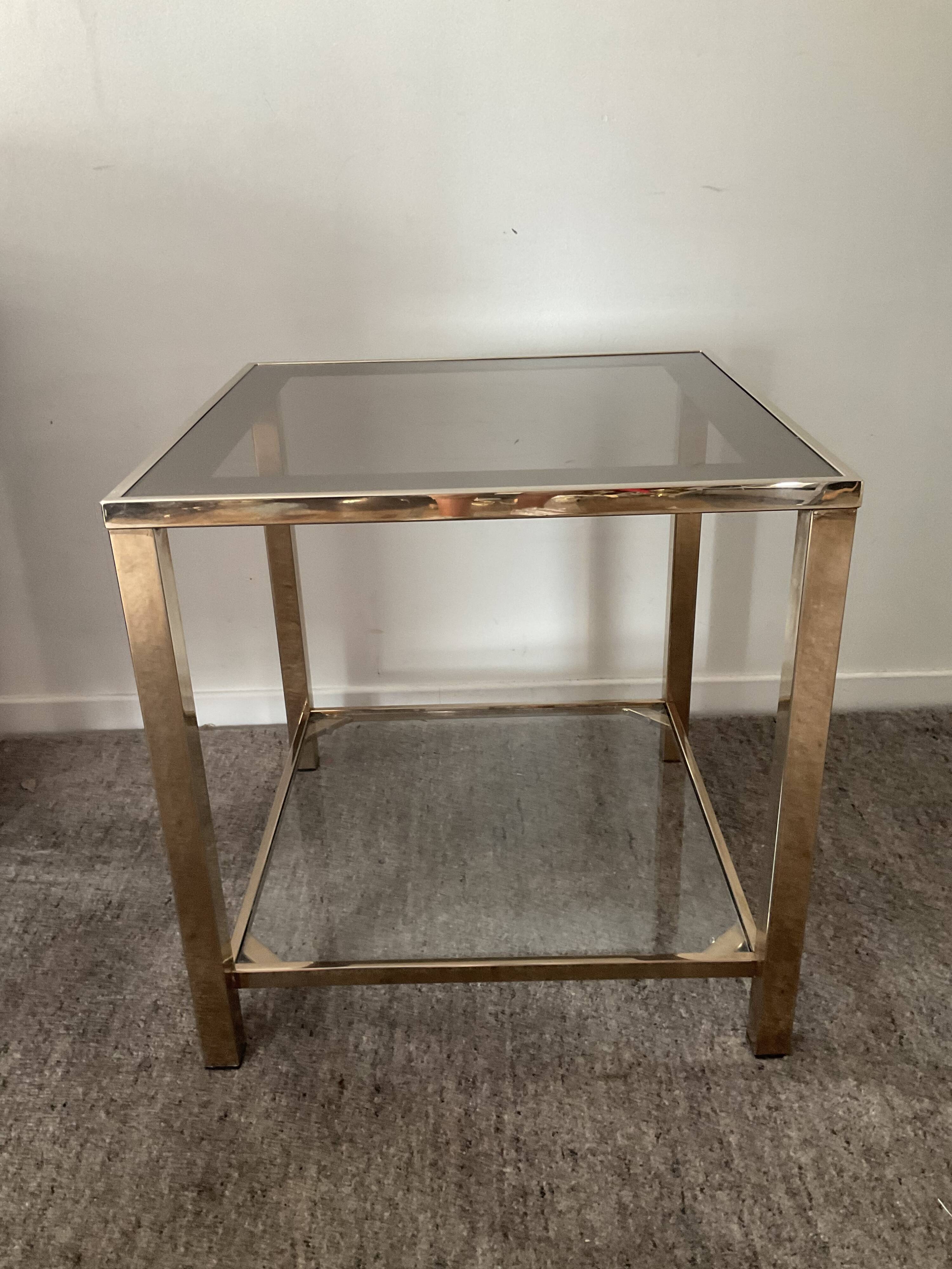 Belgo Chrom coffee table from the 70s in gold-plated brass