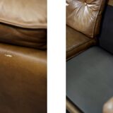 Vintage Mid-Century Danish Modern Cognac Leather 3-Seater Sofa, 1960s