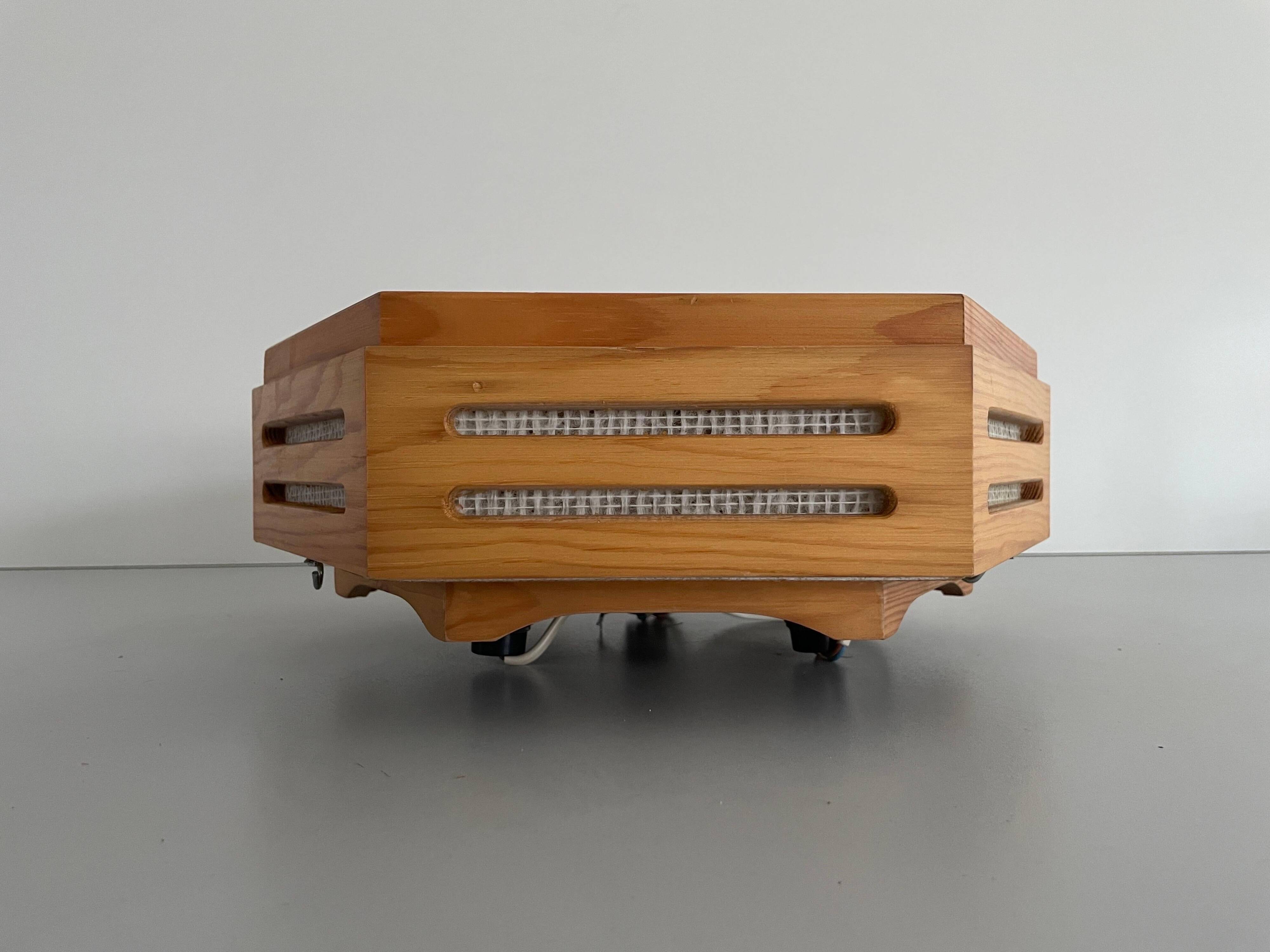 Hexagonal wooden recessed lamp, 1970s, Germany