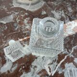 Vintage, whisky decanter, square, glass, diamond tip, square cap, tableware, décor