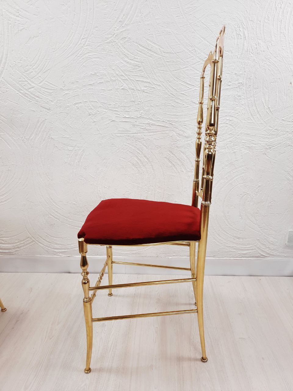 Pair of chiavarine chairs, brass