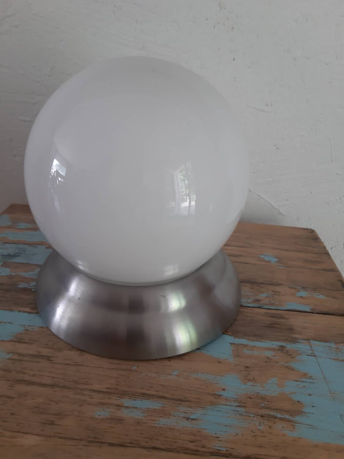 White opaline metal globe ceiling light