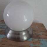 White opaline metal globe ceiling light