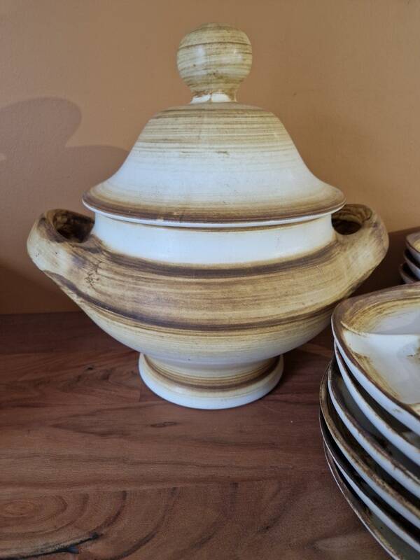 Longchamp, France - Earthenware fondue set - Design 1960/70