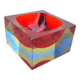 Cendrier bloc Murano sommerso – rouge & ambre