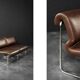 Two-seater canapé in steel and brown faux leather, Germany 1970.