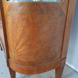 Louis 16 style display case with marquetry and curved glass