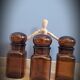 Trio bottles brown round cap