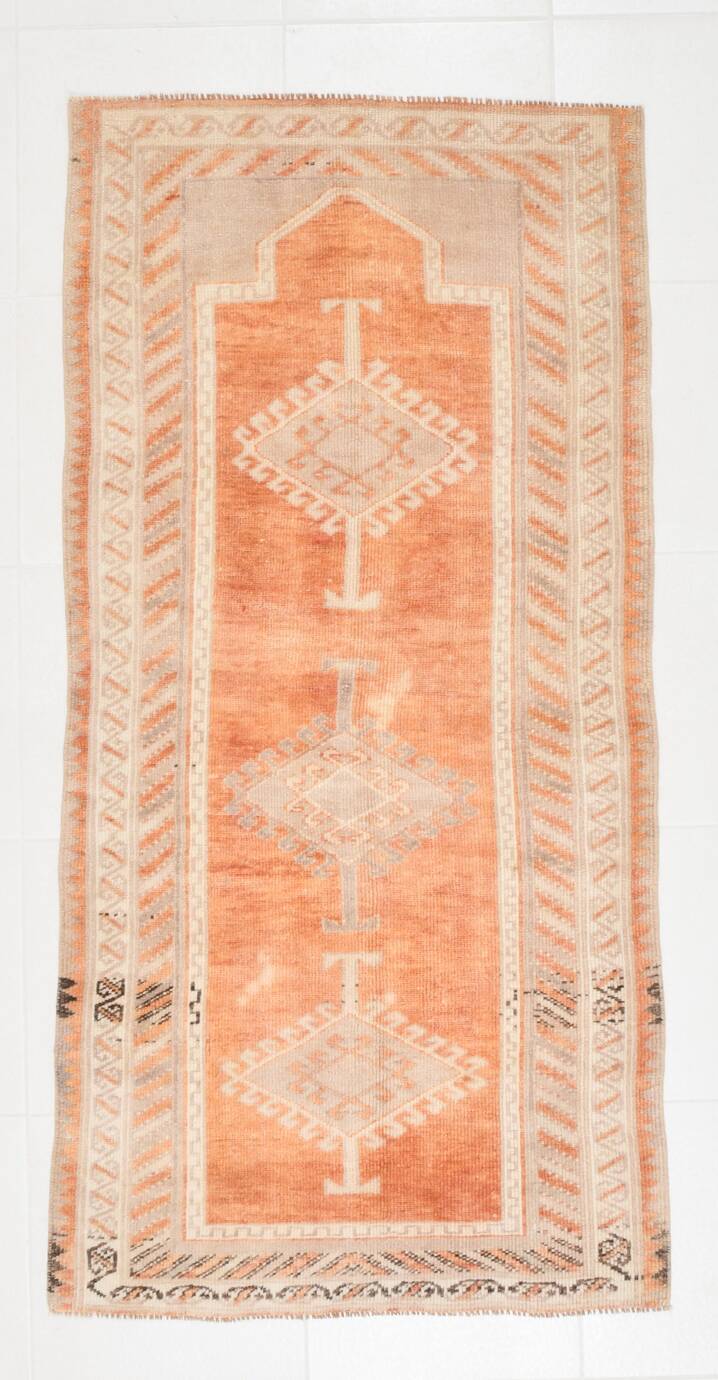 3x6 Pastel Orange Vintage Runner RugRug For Hallway,Turkish Runner,87x178cm