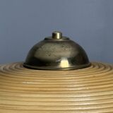 Lampe de table en rotin, bambou et laiton, Italie années 1970
