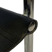 Tabouret de bar vintage en cuir noir et chrome, Italie