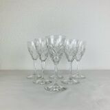 6 large Chantilly model stemmed glasses from Saint Louis, crystal, water or wine