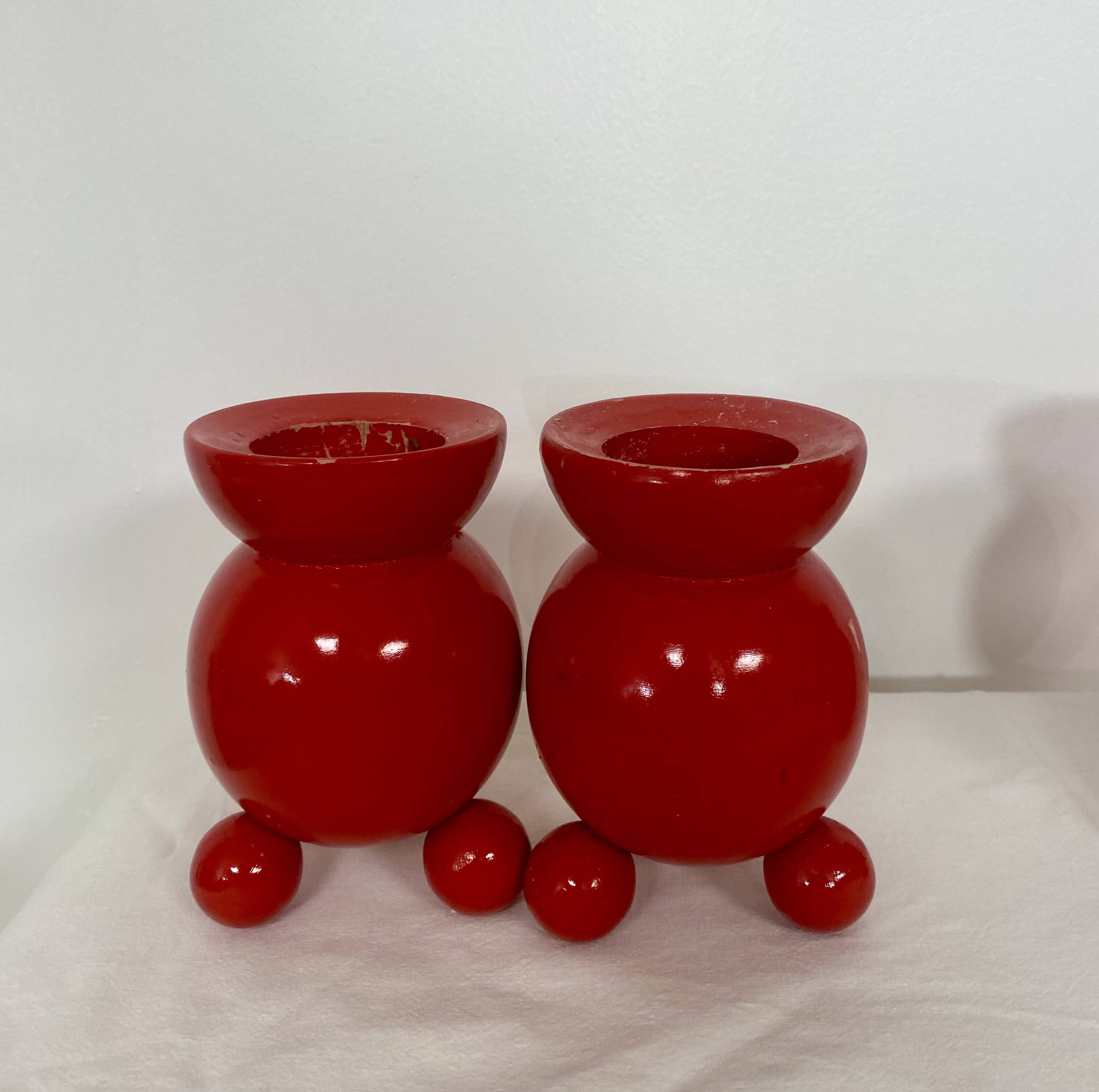 Set of 4 Swedish wooden candlesticks – 1950s