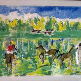 Signed gouache of horses