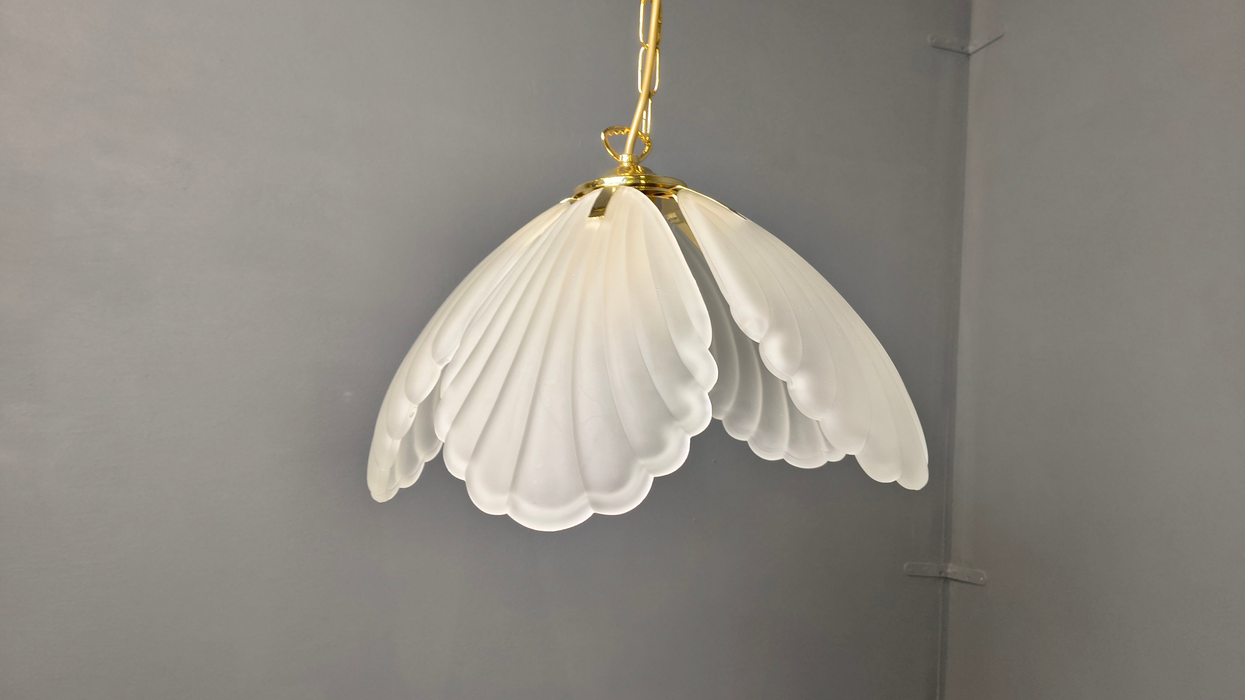 Vintage Italian glass and brass chandelier, 1970s