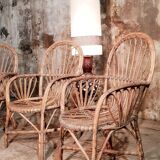 Three vintage rattan chairs