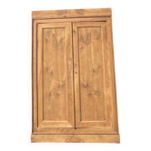 Armoire ancienne rénovée en bois massif brut : penderie
