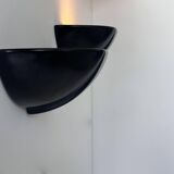 Pair of vintage wall lights, black porcelain, France 1970