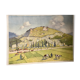 School poster vintage school landscape mountain two-sided signed Raylambert for Rossignol 50s