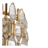 Pair of wall sconces in gilded brass and crystal by Palwa, Germany, 1970s.