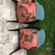 Pair of bridge armchairs in green skaÏ