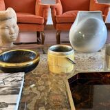 Mid-century cream parchment ice bucket, Aldo Tura Italy 1950s