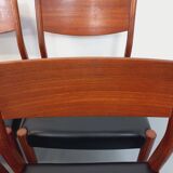 Set of 6 vintage Scandinavian Fristho Franeker chairs in teak and skai from the 60s