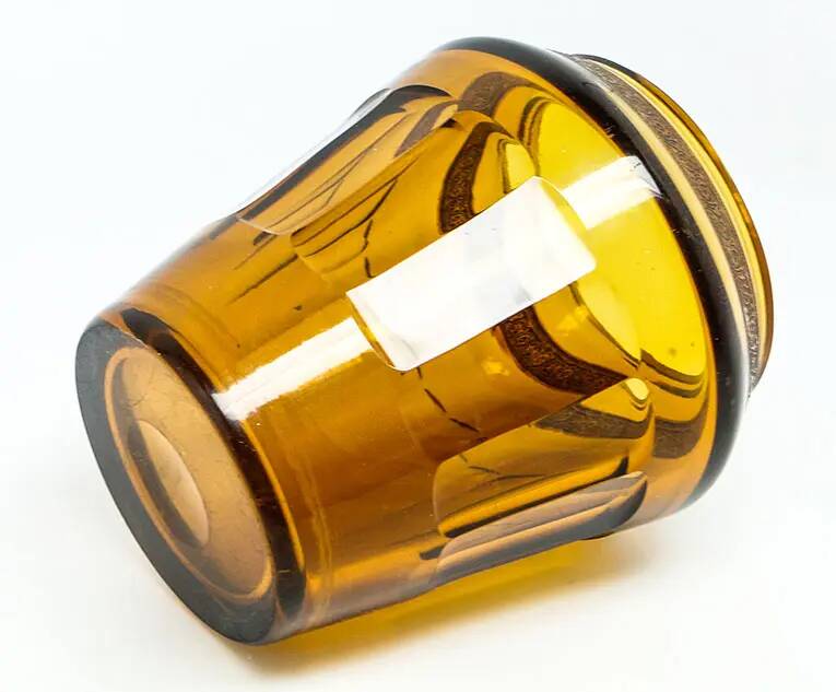 Art Deco vase, honey glass, Bohemia, Czechoslovakia, 1930s