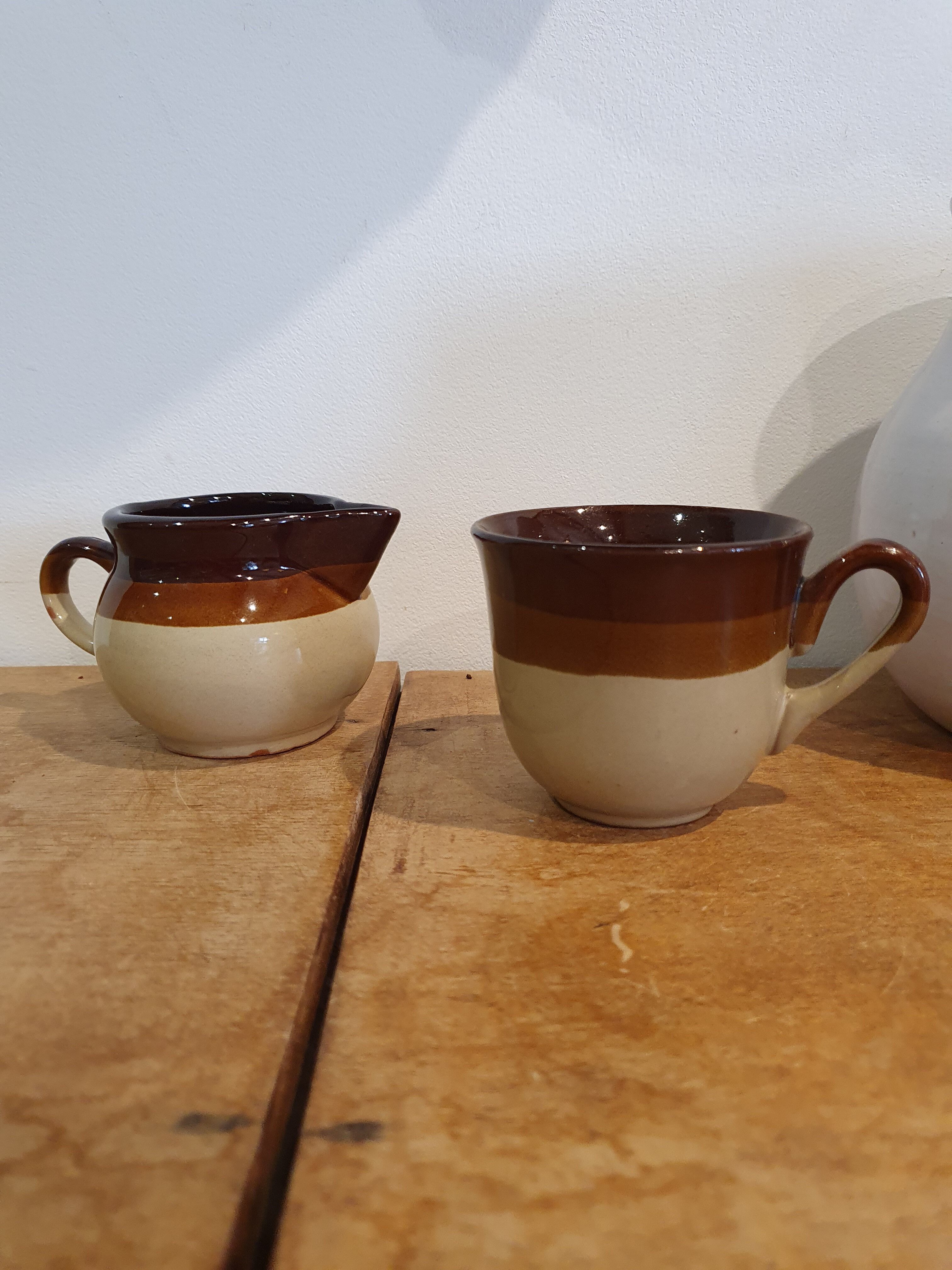 Duo of cup and milk jar