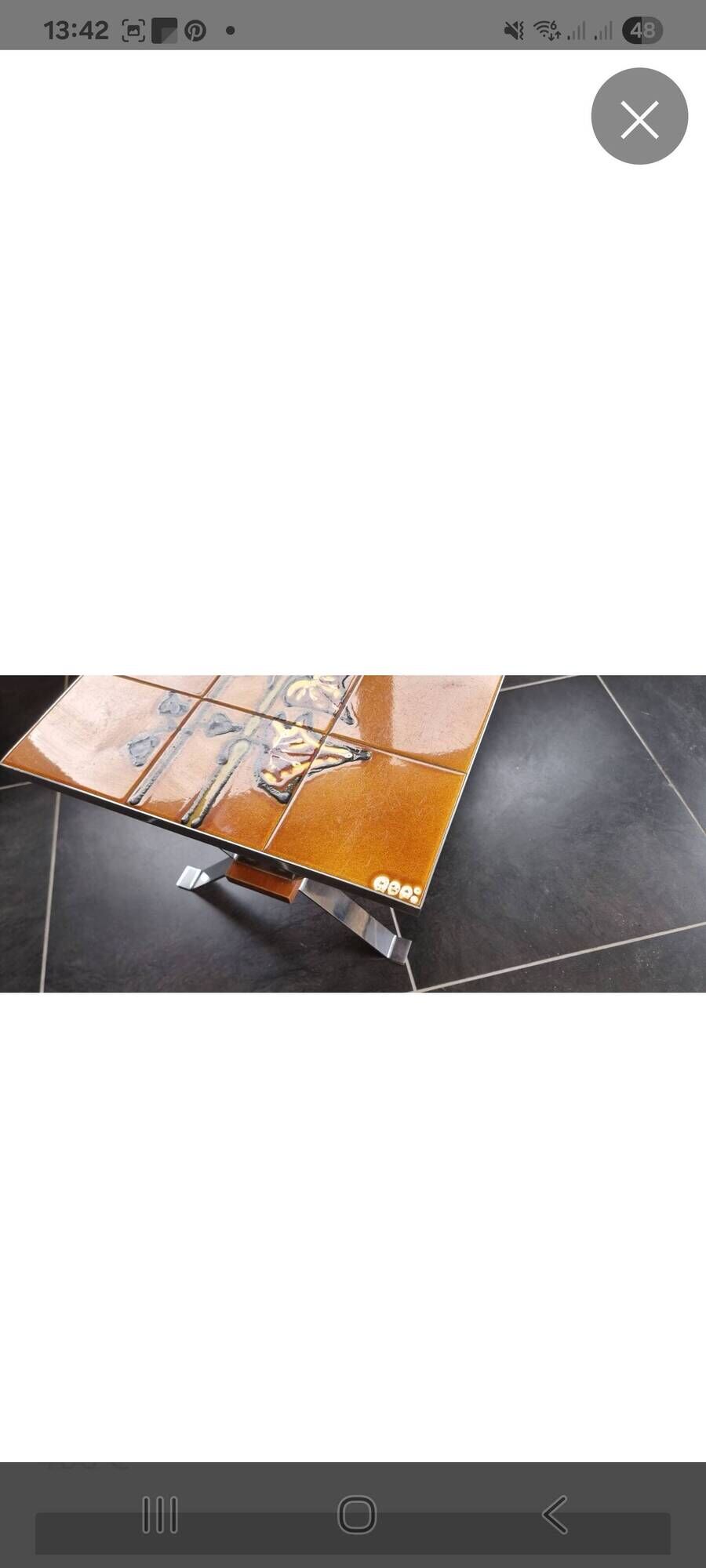 Coffee table with ceramic tiles signed ADRI from the 1970s.
