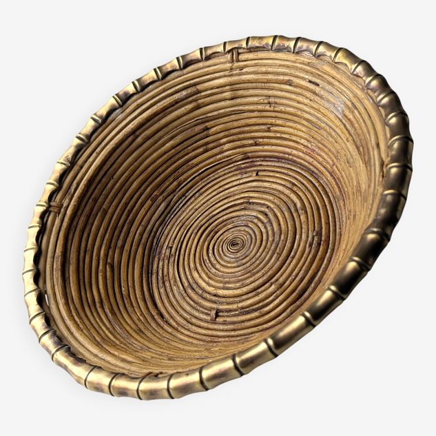 Rattan and brass centrepiece, Italy, 1970s