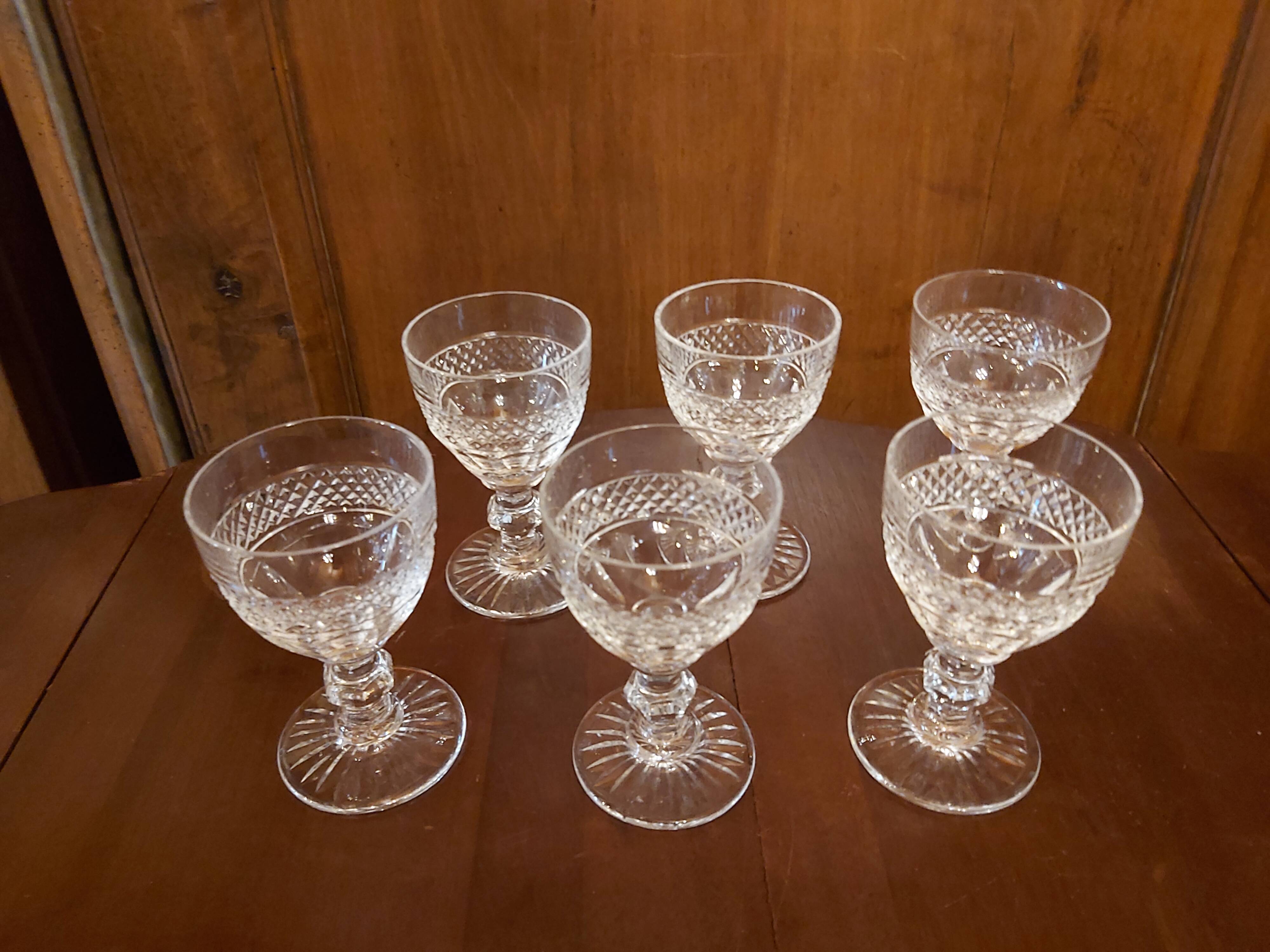 6 glasses in Bordeaux crystal Saint Louis model Trianon h 10.8 cm