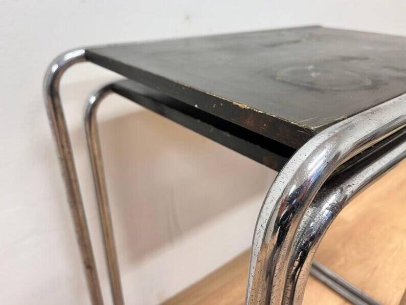 Rare Bauhaus chrome Nesting Tables B9, Marcel Breuer, 1930s