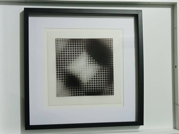 Tableau Vintage Art Optique - Victor Vasarely - Cadre 40x40cm