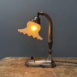 Antique art nouveau table lamp with frosted glass shade