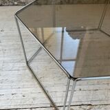Hexagonal glass and chrome coffee table