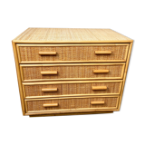 Chest of drawers in rattan and bamboo